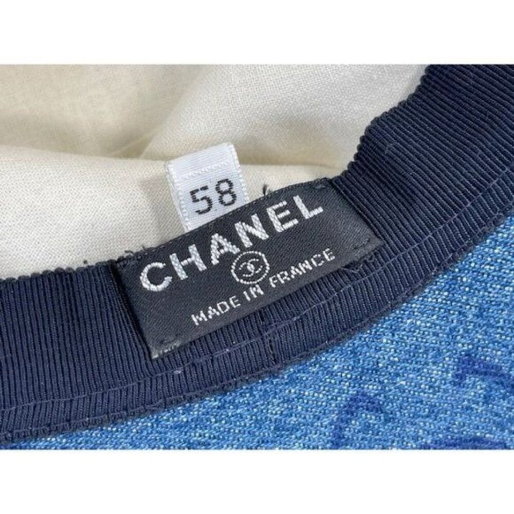 Authentic CHANEL CC Denim Hat Wide Brim Bucket Cap 58 Blue - Picture 5 of 5
